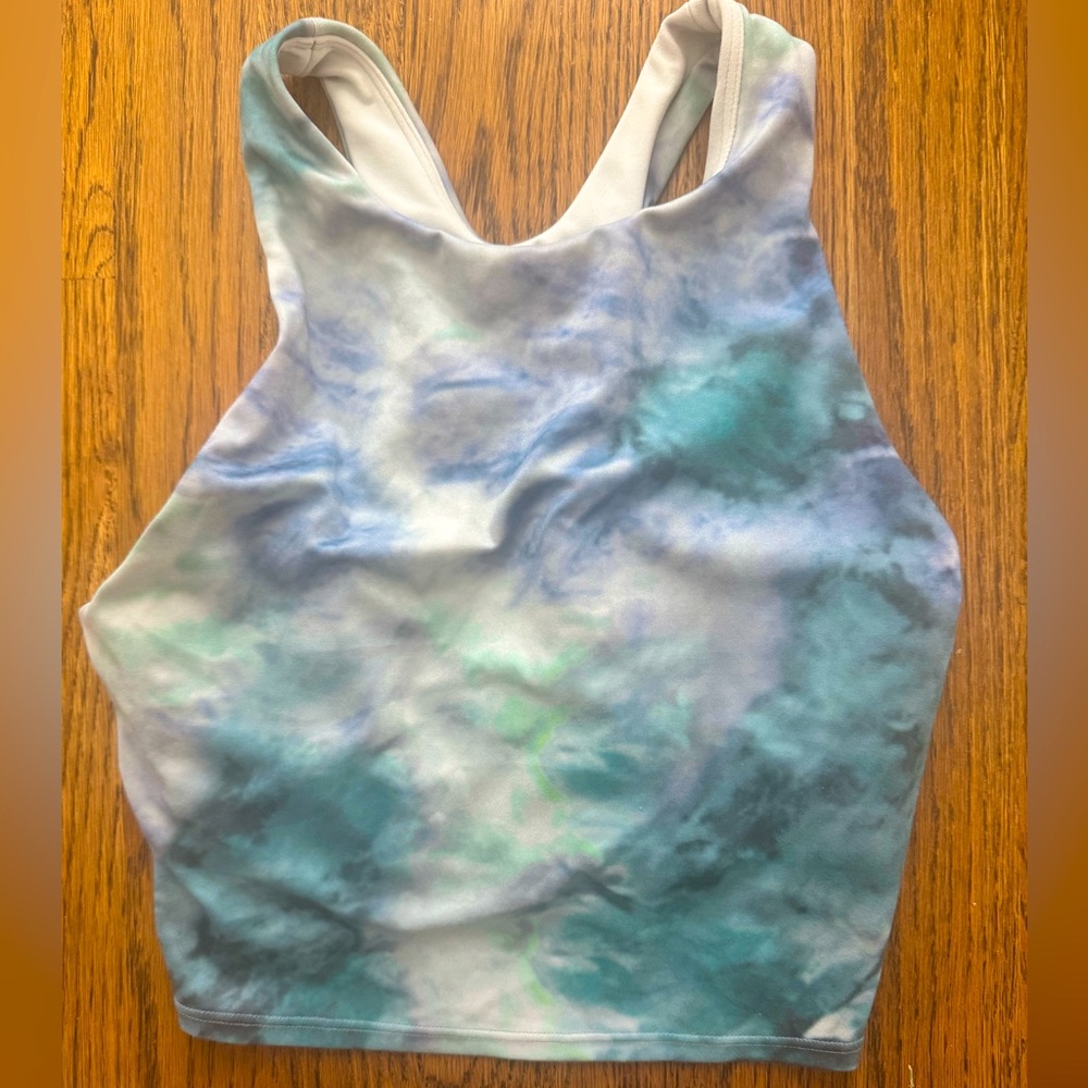 Women's Tie-Dye Tank Top sports bra blue green teal gray Athleta workout